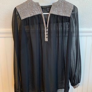 Boutique Find: Sheer Tunic with Gray Suede Collar